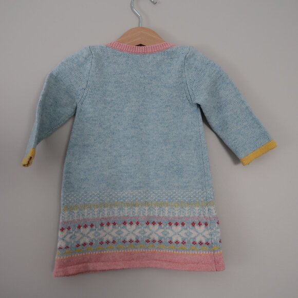 Baby Boden Sweater Dress Fair Isle 6-12M Pink Blue Christmas Winter dress - Picture 2 of 3